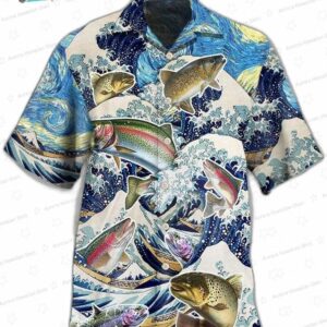 Fishing Trout Fishing Big Waves Style Hawaiian Shirt 2