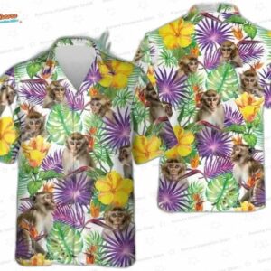 Floral Monkey Hawaiian Shirt For Men Women 1