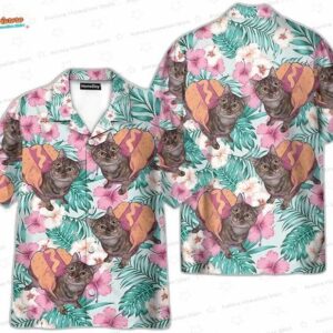 Funny Cat Hot Dog Hotdog Cat Tropical Aloha - Hawaiian Shirt 1