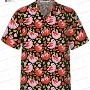 Funny Sloth Holding Red Cherry Hawaiian Shirt Funny Sloth Shirt For Adults Sloth Themed Gift Idea 2