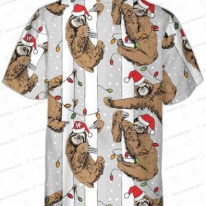 Funny Sloth In Santa Hat Grey Christmas Hawaiian Shirt Best Christmas Sloth Hawaiian Shirt For Sloth 1