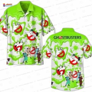 Green Slime Ghostbusters Hawaiian Button Down Shirt for Fans