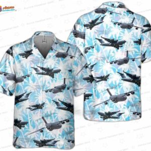 Boeing C-17 Globemaster III Air Force Hawaiian Shirt – Blue Tropical Aircraft Aloha Shirt