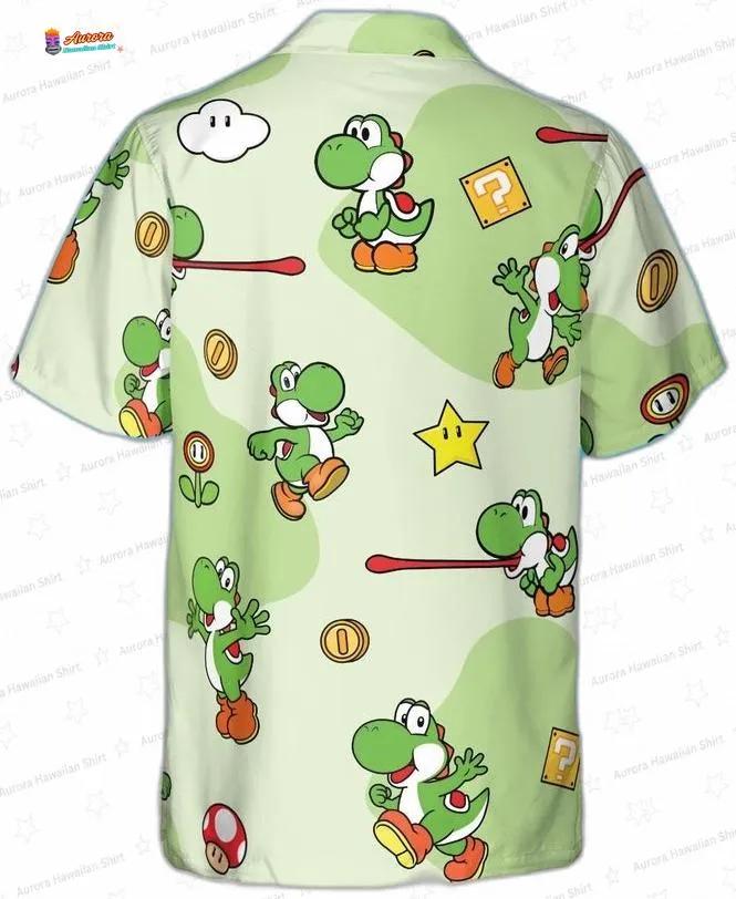 Green Yoshi Mario Hawaiian Shirt, Cute Gamer Aloha Shirt and Shorts Set for Family Vacation Gift Green Yoshi Mario Hawaiian Shirt, Cute Gamer Aloha Shirt and Shorts Set for Family Vacation Gift