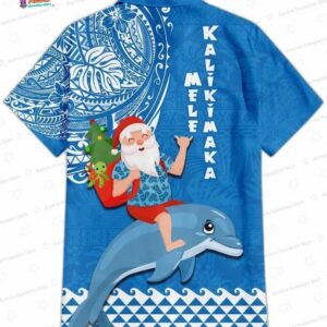 Hawaii Mele Kalikimaka Hawaiian Shirt Santa Riding The DolPhin 1