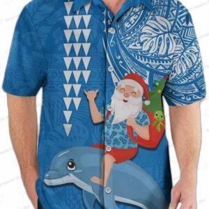 Hawaii Mele Kalikimaka Hawaiian Shirt Santa Riding The DolPhin 2