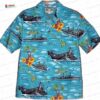 Trendy Vintage Teal Plumeria Tribal Hawaiian Shirt