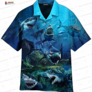 Be a Shark Fish Hawaiian Shirt, Deep Ocean Predator Aloha Button-Up for Angler Vacation Gift