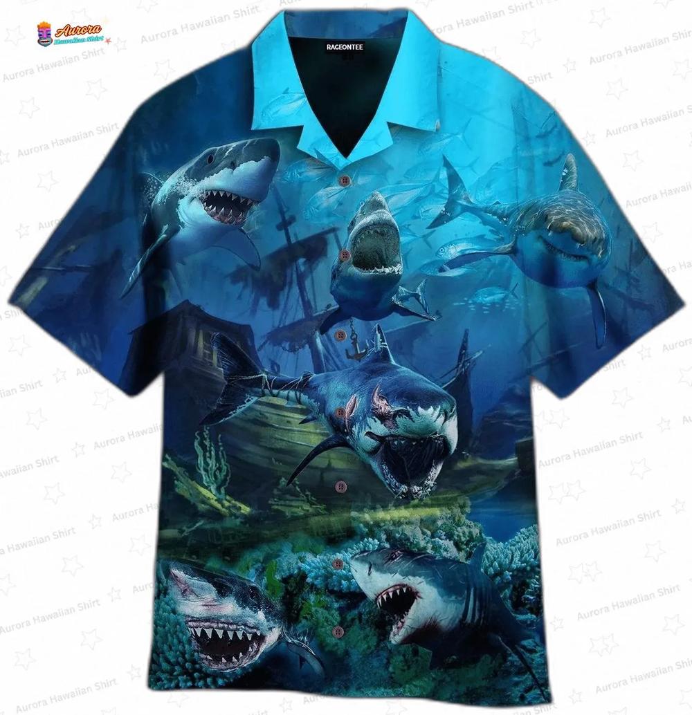 Be a Shark Fish Hawaiian Shirt, Deep Ocean Predator Aloha Button-Up for Angler Vacation Gift Be a Shark Fish Hawaiian Shirt, Deep Ocean Predator Aloha Button-Up for Angler Vacation Gift