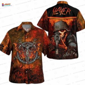 Hellfire Reaper Slayer Hawaiian Shirt – Gothic Skull Heavy Metal Hawaiian Shirt