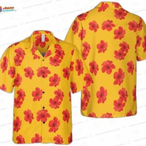 Hibiscus Flower Pattern Hawaiian Shirt for Summer