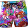 Psychedelic Monster Octopus Hawaiian Shirt, Orange Purple Aloha Button-Up for Festival Vacation Gift