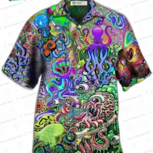 Hippie Funny Octopus Love Music Colorful Ocean Hawaiian Shirt