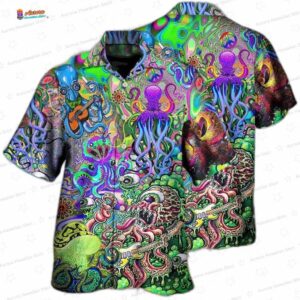 Hippie Funny Octopus Love Music Colorful Ocean Hawaiian Shirt 2
