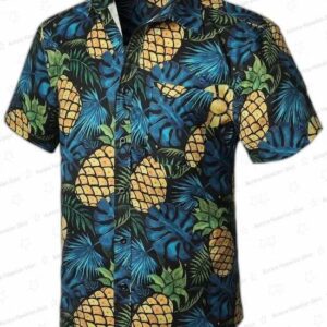 Blue Yellow Pineapple Hawaiian Shirt for Beach Trips