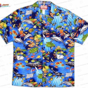 Honu Whale Dolphin Manta Ray Hawaiian Shirt