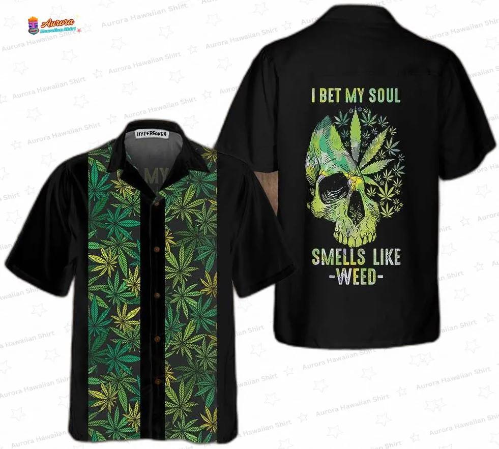 Green Cannabis Leaf Weed Hawaiian Bowling Shirt Green Cannabis Leaf Weed Hawaiian Bowling Shirt