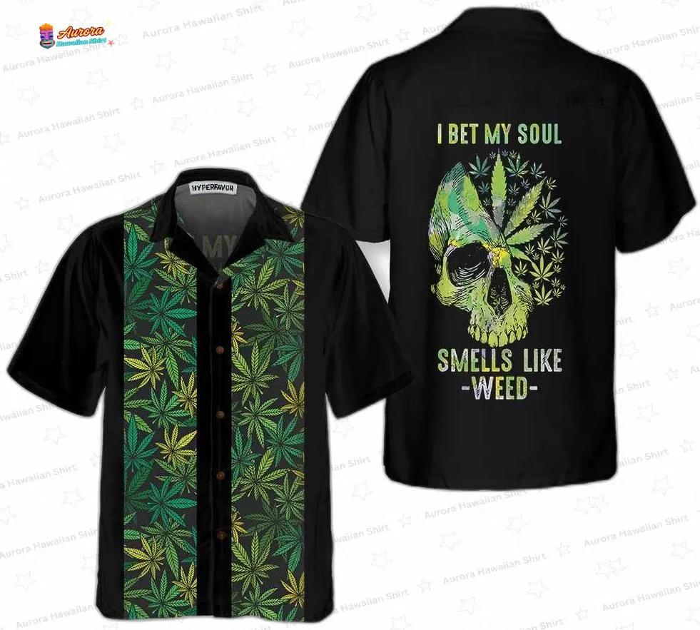 Green Cannabis Leaf Weed Hawaiian Bowling Shirt Green Cannabis Leaf Weed Hawaiian Bowling Shirt