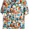 Island Beer Bottle Border Hawaiian Shirt, White Tropical Brewery Aloha Button-Up for Beer Lover Gift