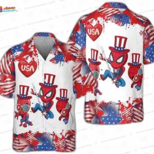 Spiderman 4th of July Hawaiian Shirt for Family Vacation