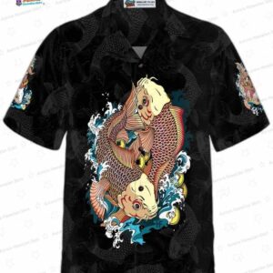 Japanese Carp Koi Gold Fishes Hawaiian Shirt 2