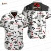 Tropical Dinosaur Emblem Jurassic Park Hawaiian Shirt, Jungle Movie Aloha Button-Up for Fan Vacation Gift Tropical Dinosaur Emblem Jurassic Park Hawaiian Shirt, Jungle Movie Aloha Button-Up for Fan Vacation Gift
