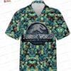 Black White Jurassic Park Hawaiian Shirt for Dinosaur Movie Fans – Casual Short Sleeve Aloha Button-Up