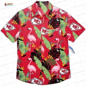 Flamingo Banana Leaf Kansas City Chiefs Hawaiian Shirt, Red Island Button-Up