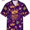 Mardi Grawr Dinosaur Mardi Gras Hawaiian Shirt, Purple Carnival T-Rex Aloha Button-Up for Party Gift Mardi Grawr Dinosaur Mardi Gras Hawaiian Shirt, Purple Carnival T-Rex Aloha Button-Up for Party Gift