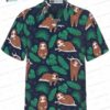 Beige Smiley Sloth Hawaiian Shirt, Cute Neutral Animal Aloha Button-Up for Vacation Gift