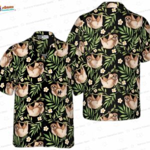Lazy Sloths In Tropical Leaves Hawaiian Shirt 2