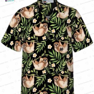 Lazy Sloths In Tropical Leaves Hawaiian Shirt 3