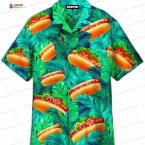 Funny Love Hot Dog Tropical Hawaiian Shirt for Food Lovers