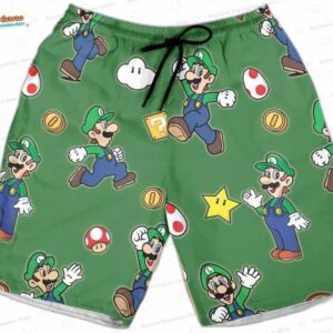 Luigi Green Hawaiian Shirt Super Mario Character Shirt Retro Mushroom Game Summer Outfit 2