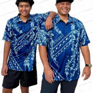 Navy Maile Aloha Shirt – Lightweight Hawaiian Dri Fit Shirt for Men