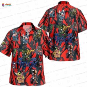 Red Symbiote The Last Dance Marvel Hawaiian Shirt, Comic Aloha Button-Up for Fan Vacation Gift