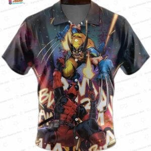 Deadpool Wolverine Marvel Hawaiian Shirt, Short Sleeve Aloha Vacation Shirt