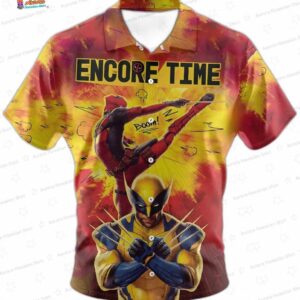 Encore Time Deadpool Wolverine Marvel Hawaiian Shirt, Short Sleeve Casual Vacation Shirt