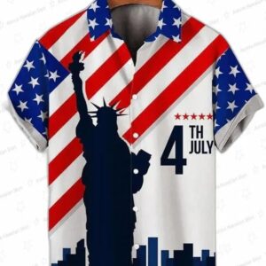 Men s 4Th Of July Men s Short Sleeve Patriotic Trendy Hawaiian Shirt Independence Day Trendy Hawaiia 2
