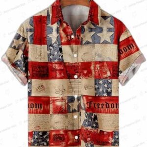 Men s 4Th Of July Men s Short Sleeve Patriotic Trendy Hawaiian Shirt Independence Day Trendy Hawaiia 9