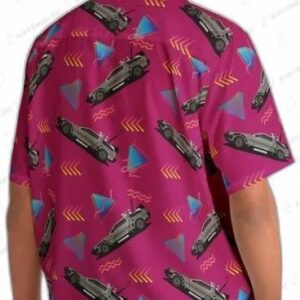Men s Delorean Future Hawaiian Shirt Button Retro Vintage 1980s 80s Casual Back to the Future Movies 2