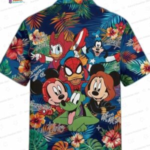 Mickey Mouse Hawaiian Shirt Minnie Daisy Duck Goofy Pluto Spiderman Aloha Shirt 3