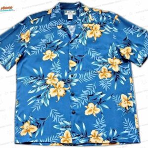 Trendy Midnight Blue Yellow Floral Rayon Hawaiian Shirt