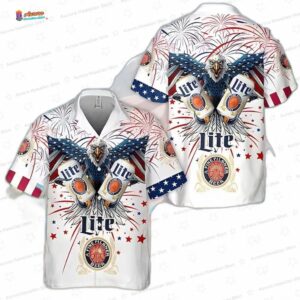 Trendy Miller Lite Beer Eagle 4th of July Hawaiian Shirt