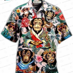Funny Monkey Hawaiian Shirt – Tropical Jungle Floral Aloha Shirt
