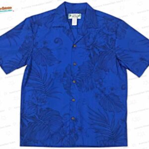Monstera Ceres Royal Blue Hawaiian Shirt, Tonal Floral Aloha Button-Up for Resort Vacation Gift