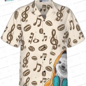 Music Note And Sloth Shirt For Men Hawaiian Shirt 3