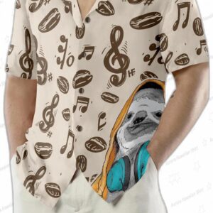 Music Note And Sloth Shirt For Men Hawaiian Shirt 4