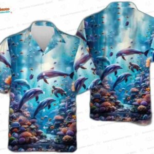 Ocean Coral Reefs Dolphins Hawaiian Shirt For Men Women 1