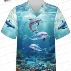 Trendy Ocean Dolphin Hawaiian Shirt for Men Women